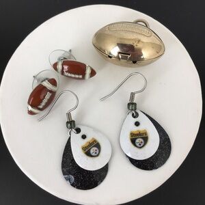 Football Jewelry Bundle Pittsburgh Steelers Earrings Football Earrings & Pendant